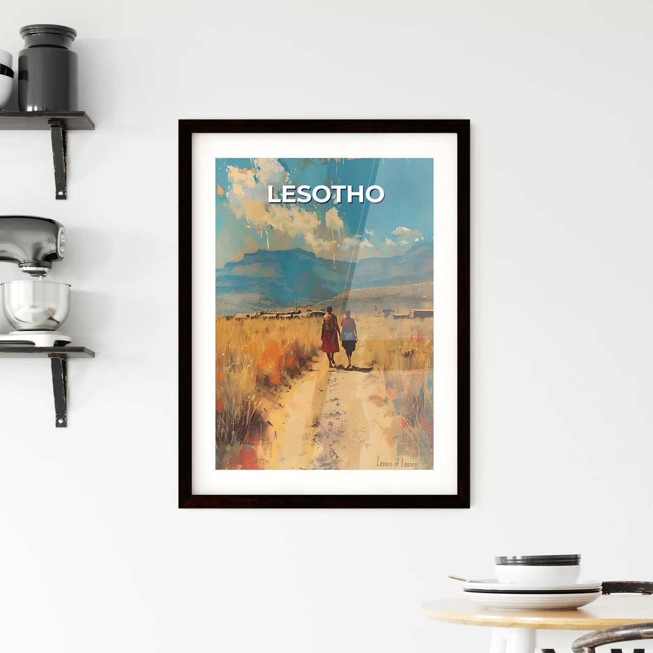 Lesotho Africa Vibrant Painting Walking Path Framed Print