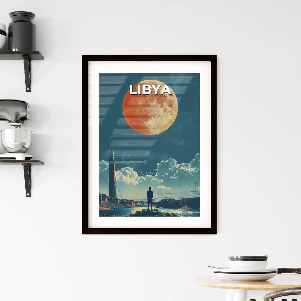 Vibrant Libyan Painting of Solitary Figure o Framed Print