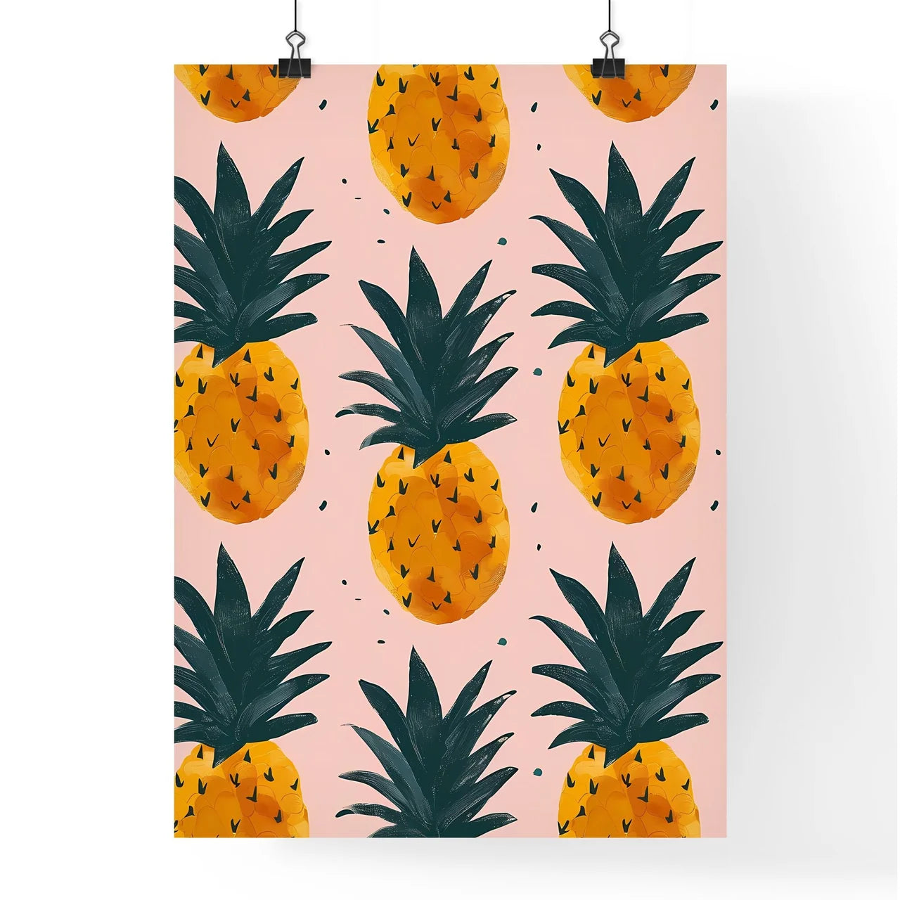 Summery pattern of pineapples on a soft pink Poster