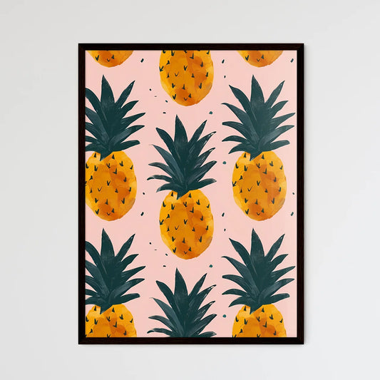 Summery pattern of pineapples on a soft pink - Framed Art Print
