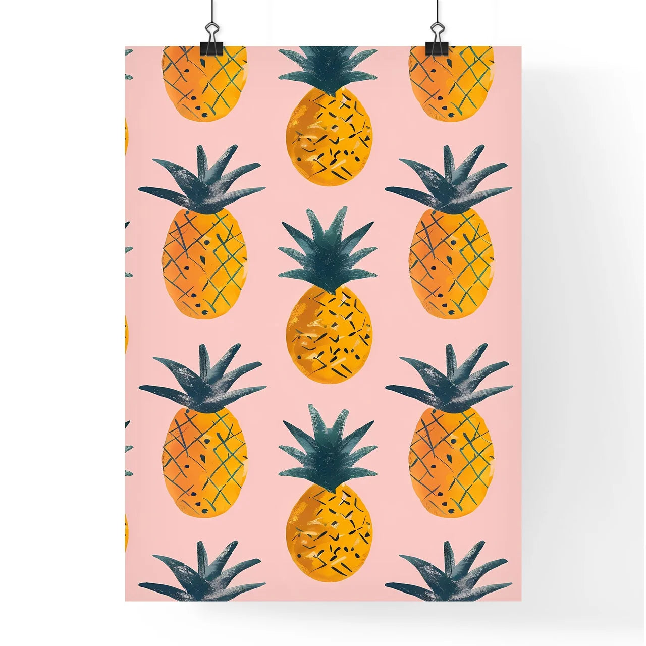 Playful Pink and Aqua Pineapple Pattern Poster