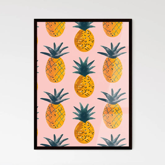 Playful Pink and Aqua Pineapple Pattern - Framed Art Print