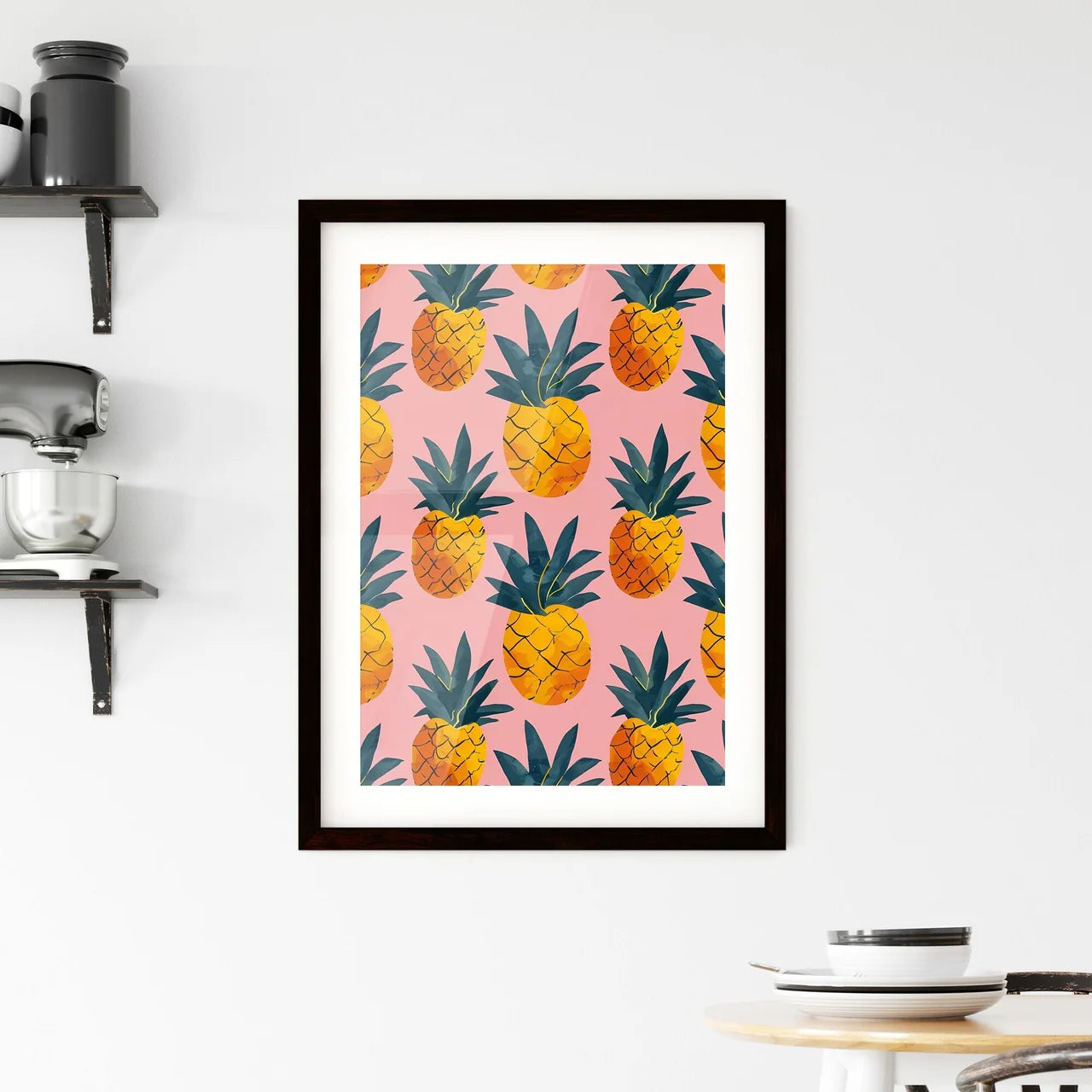 Pastel Dreamy Pineapple Pattern Framed Print