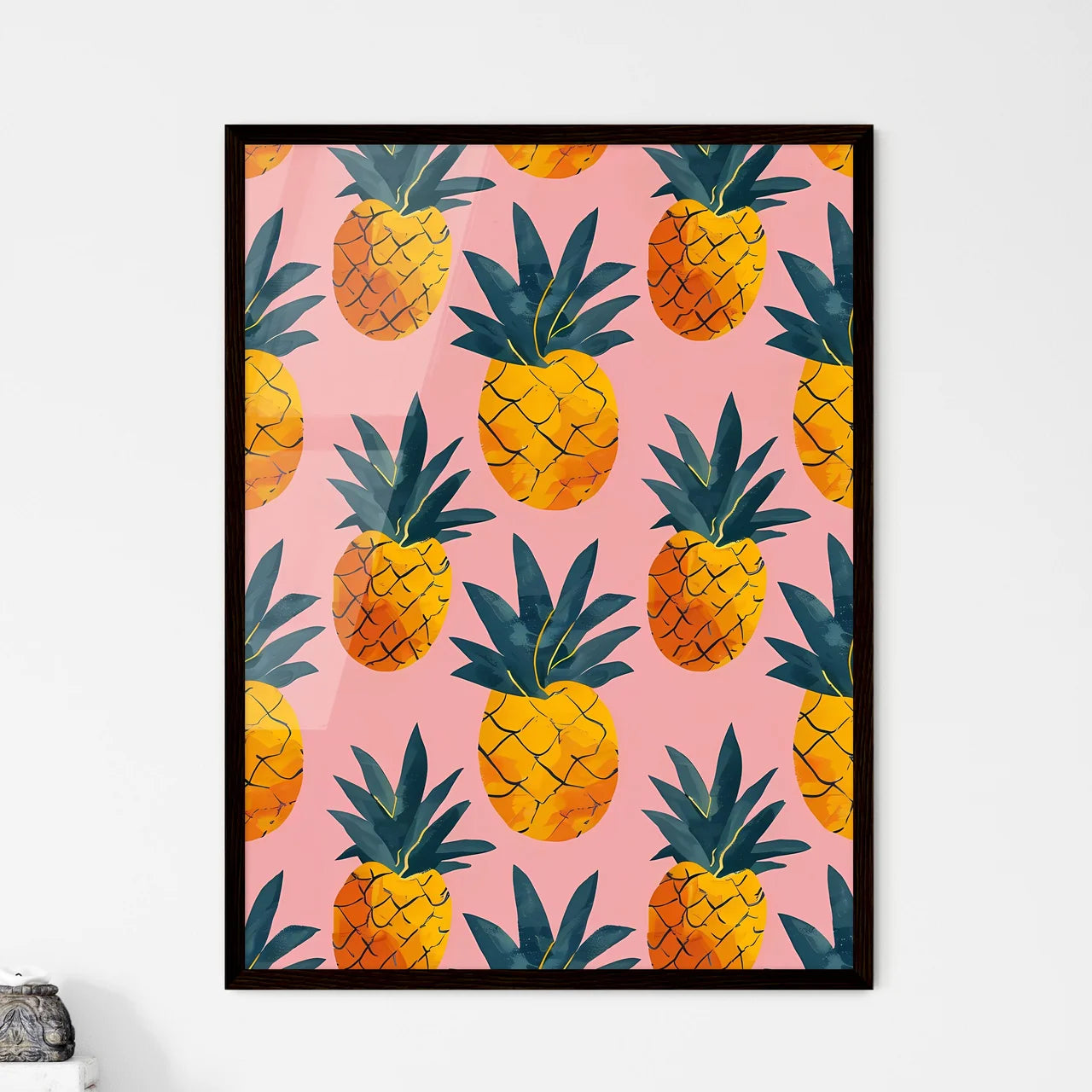 Pastel Dreamy Pineapple Pattern - Framed Art Print