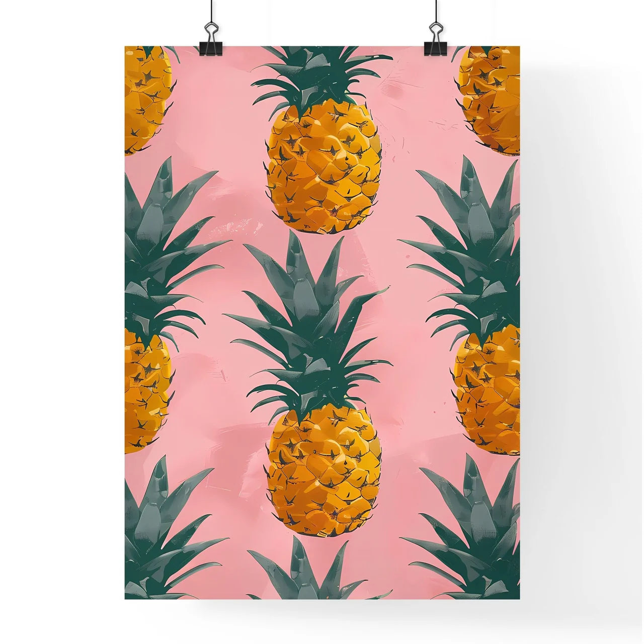 Whimsical Pineapples on Pink Poster
