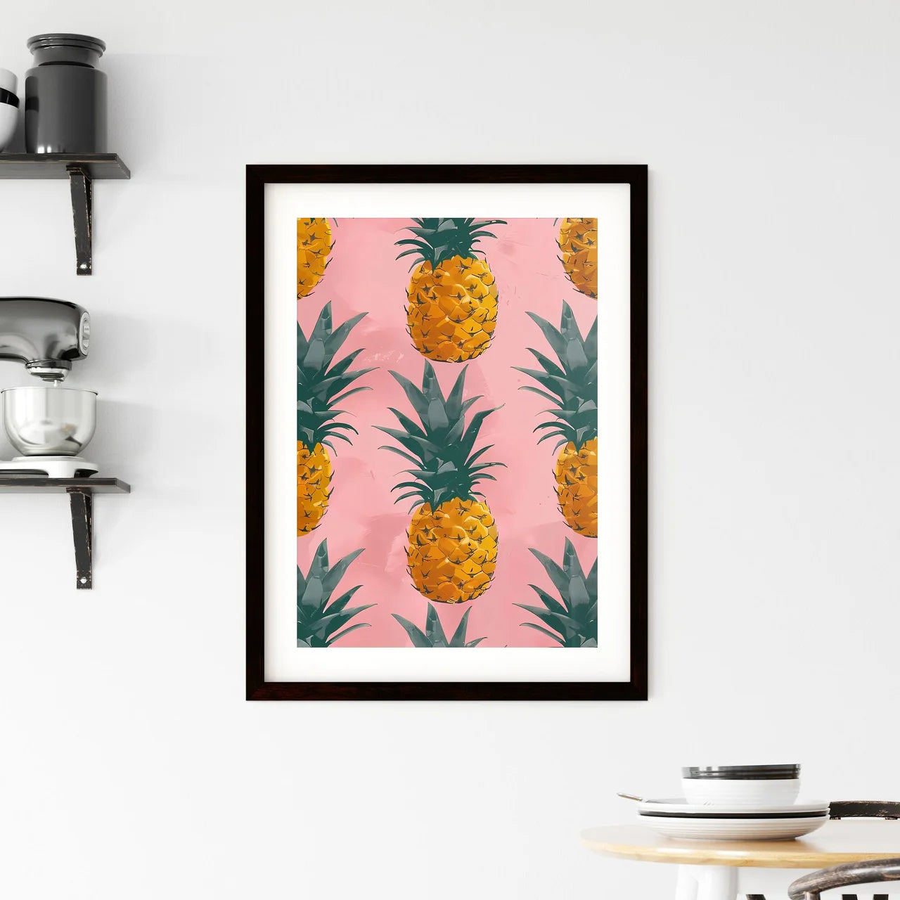 Whimsical Pineapples on Pink Framed Print
