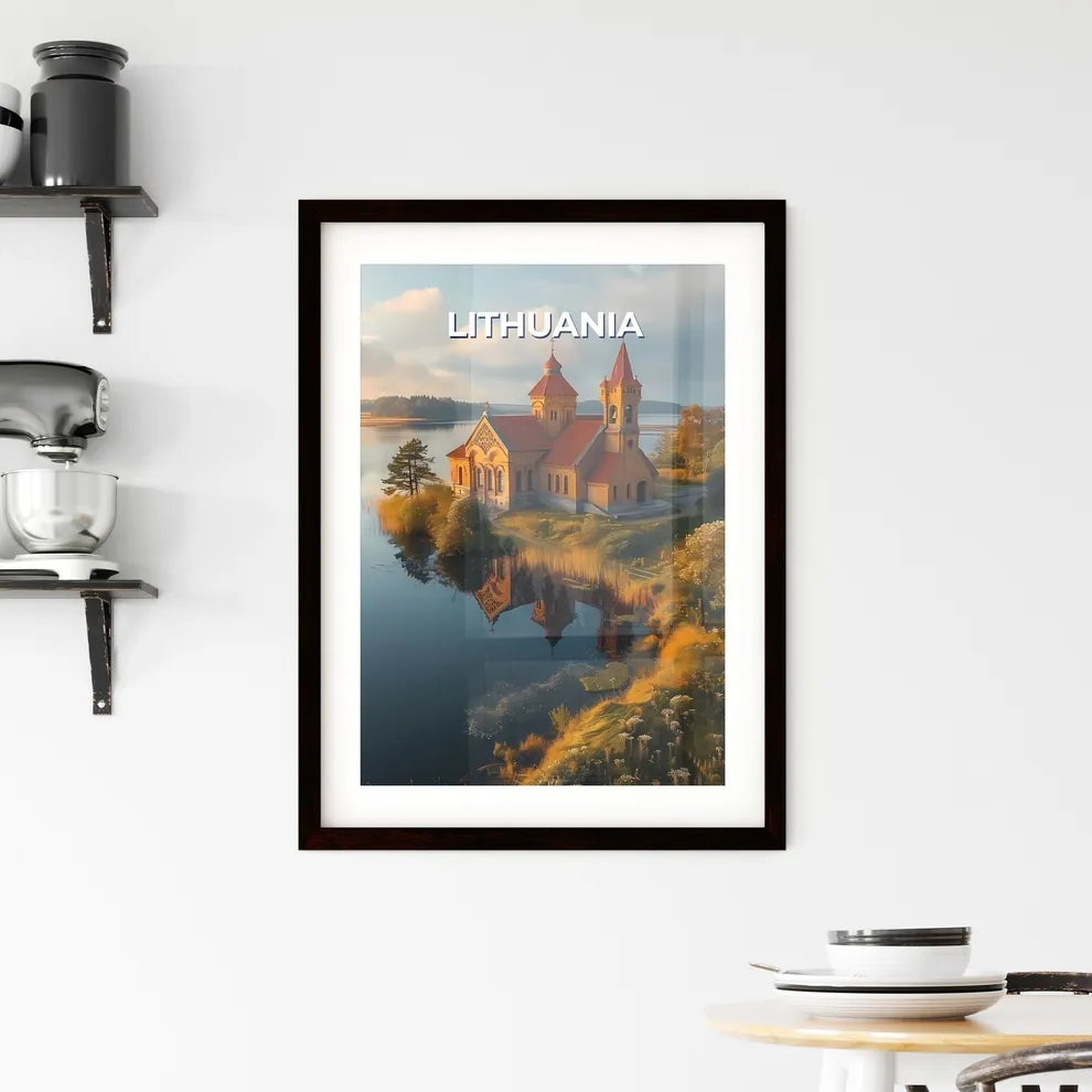 Lithuania Europe Painting Art Building Lake Vibrant Colors Abstract Custom Print