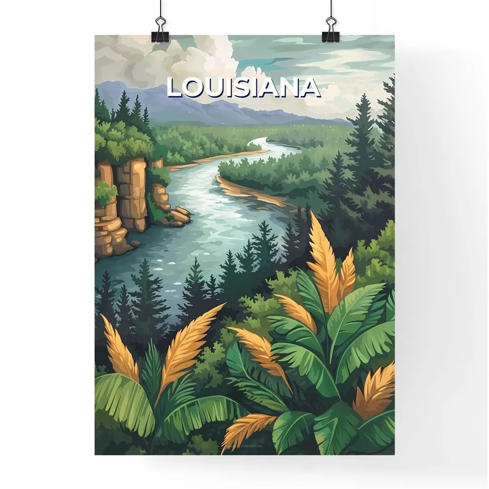 Nature Digital Artwork Painting Forest River Poster