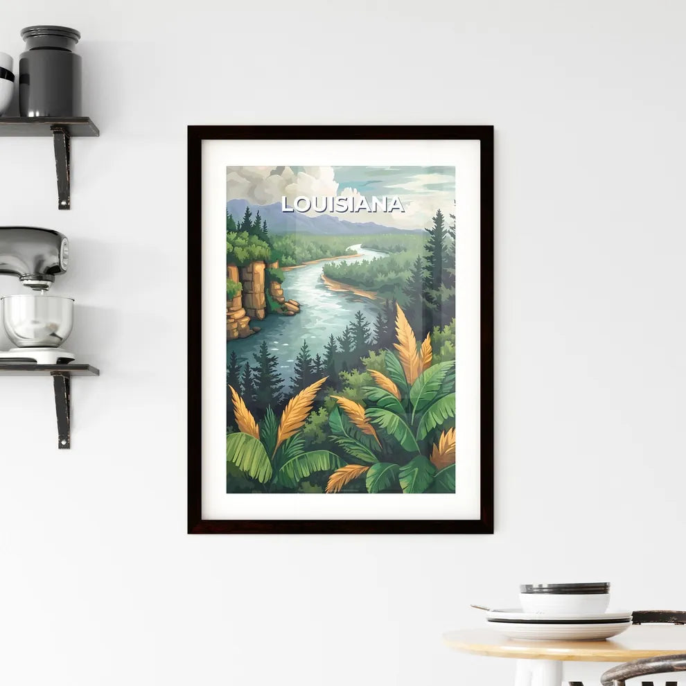 Nature Digital Artwork Painting Forest River Framed Print