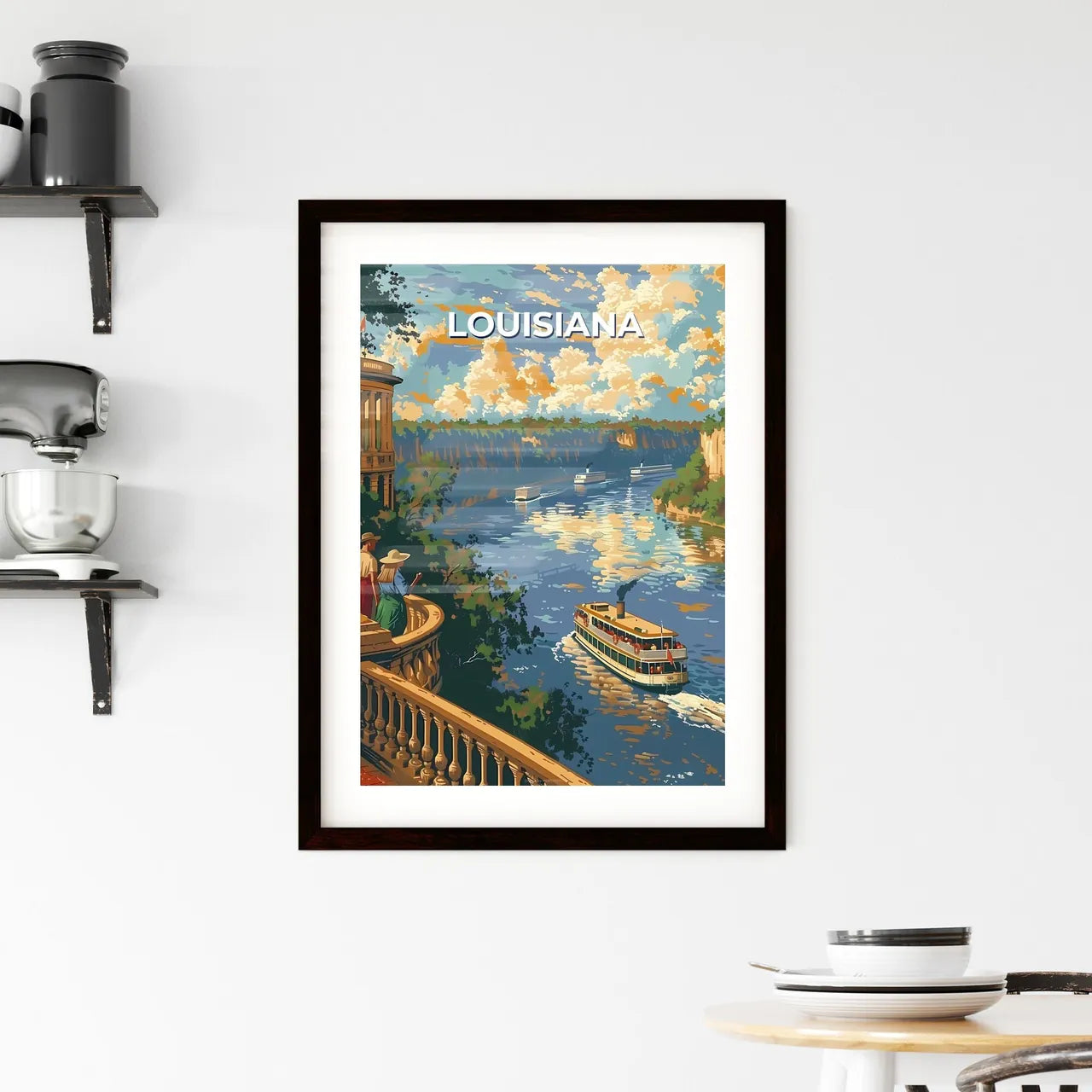 Art Painting of a Scenic Louisiana River wit Framed Print