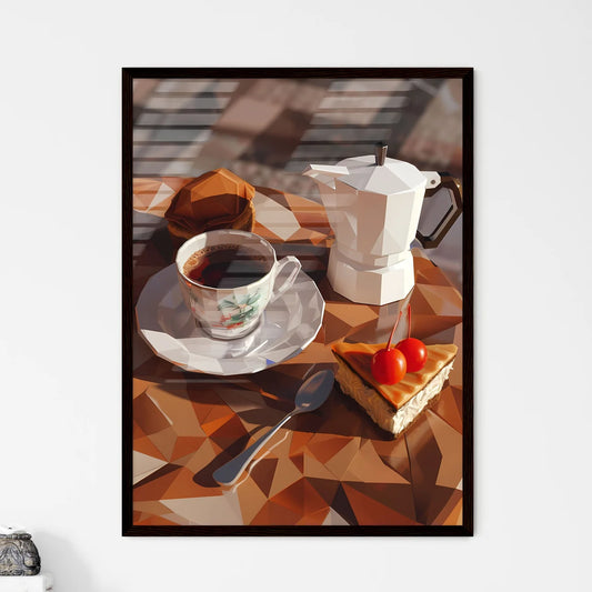 Low poly 3D model of a Moka Pot - Framed Art Print