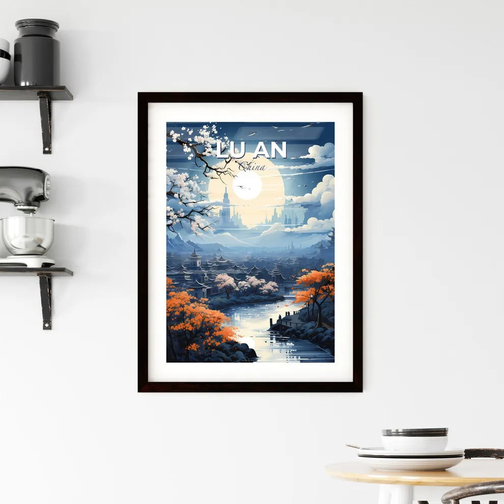 Vibrant City Art: Lu an China Skyline River Landscape Painting Default Title