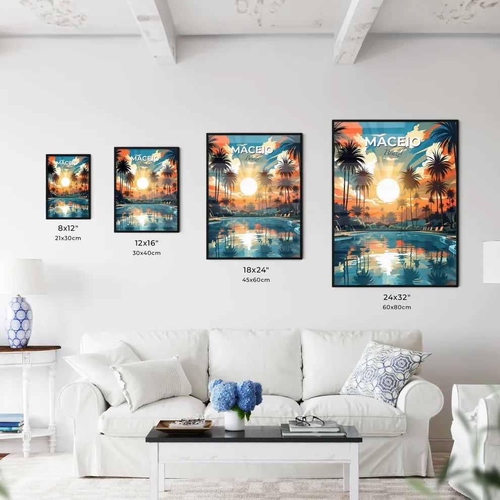 Maceio Brazil Skyline Vibrant Poolside Palm Tree Paradise Painting Default Title