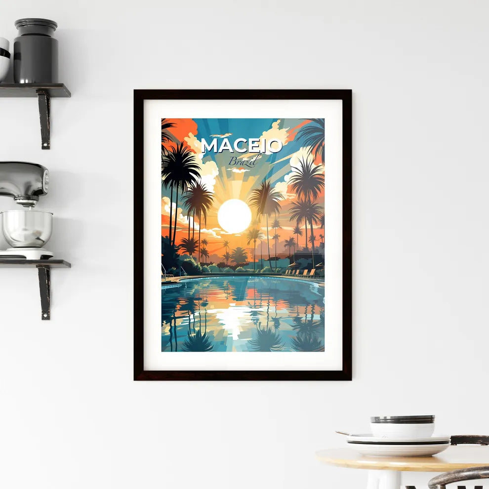 Maceio Brazil Skyline Vibrant Poolside Palm Tree Paradise Painting Default Title
