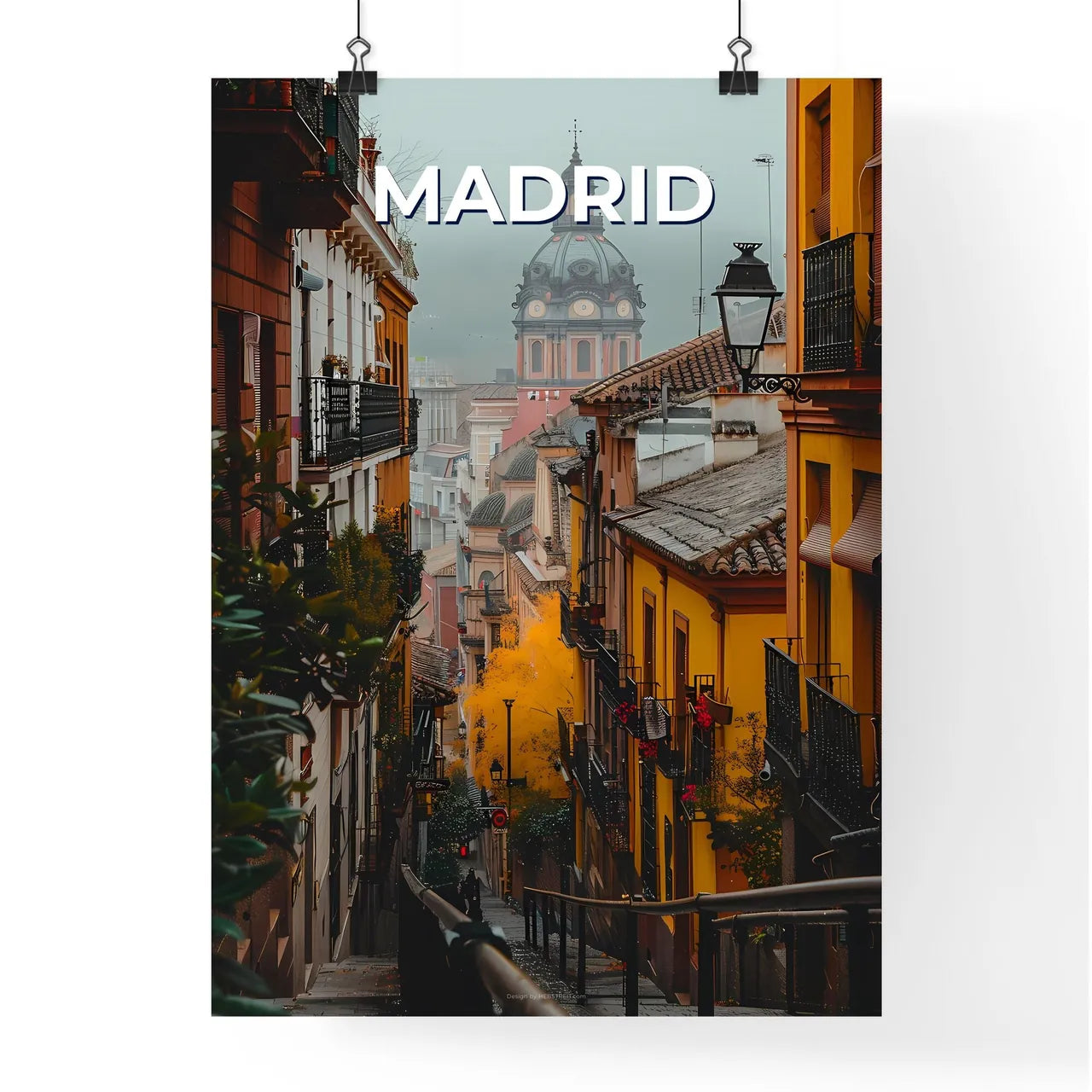 Madrid Narrow Street Art, Urban Culture, Spain, City Architecture, Colorful Mural Poster