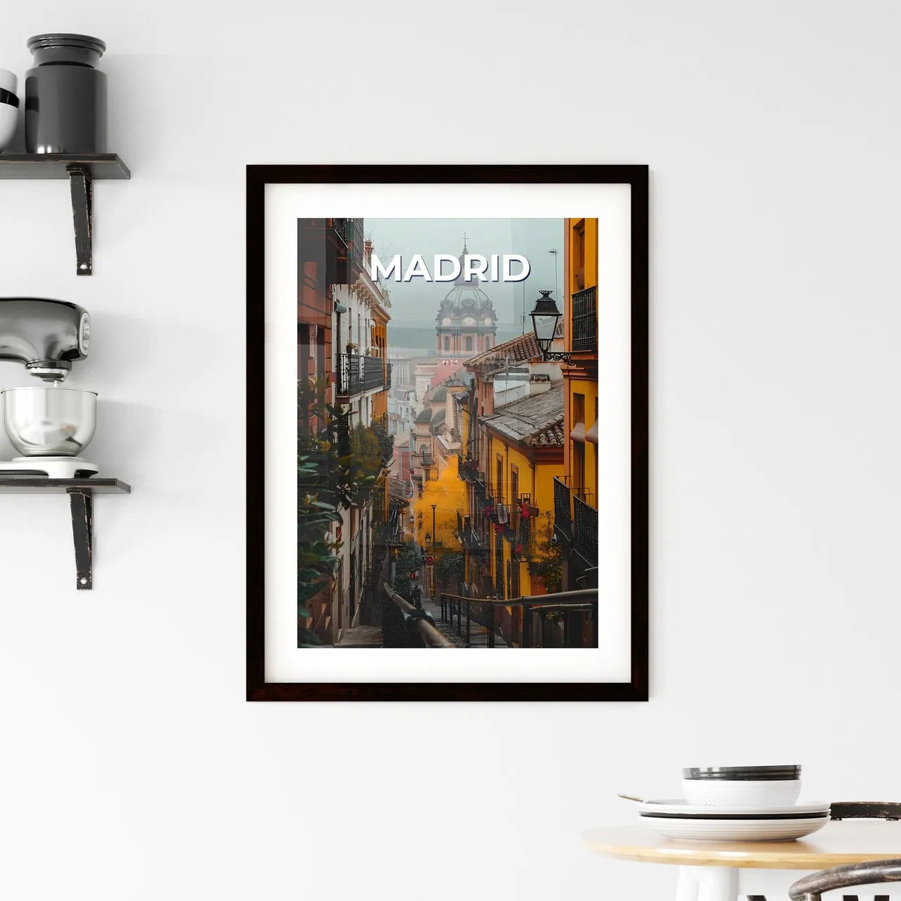 Madrid Narrow Street Art, Urban Culture, Spain, City Architecture, Colorful Mural Custom Print