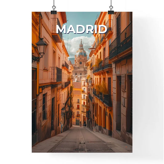 Spanish Street Art Scene, Vibrant Urban Painting in Madrid, Narrow Alleyway, Architectural Detail Poster