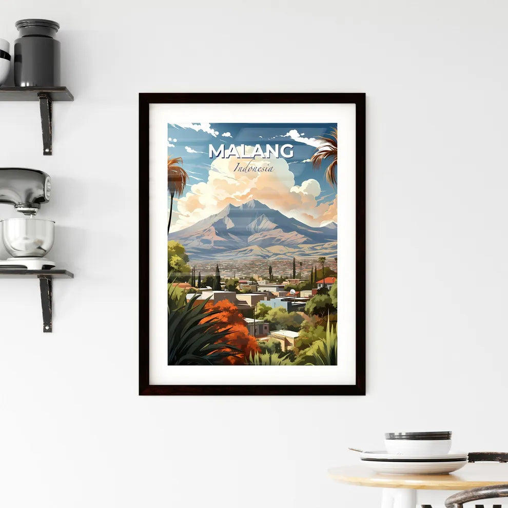 Malang Indonesia Cityscape Painting with Mountain View Default Title