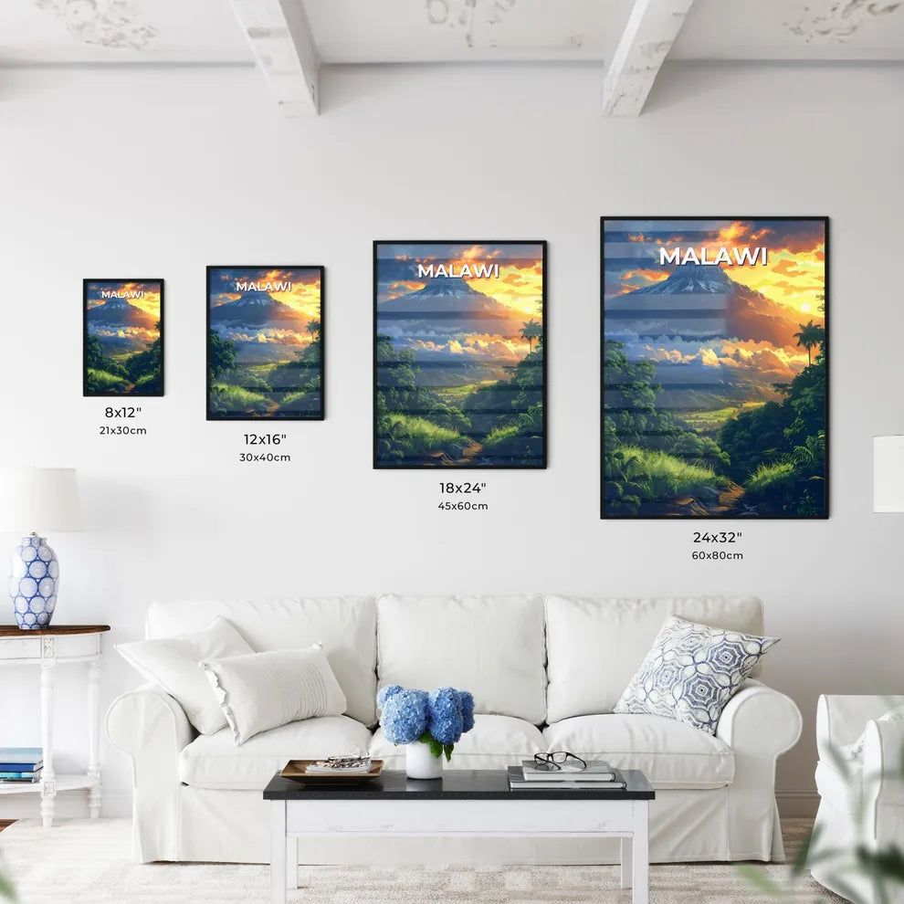 Vibrant Mountain Sunset Painting Featuring F - Kitchen Hangings