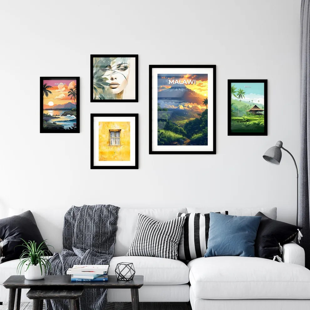 Vibrant Mountain Sunset Painting Featuring F Wall Art