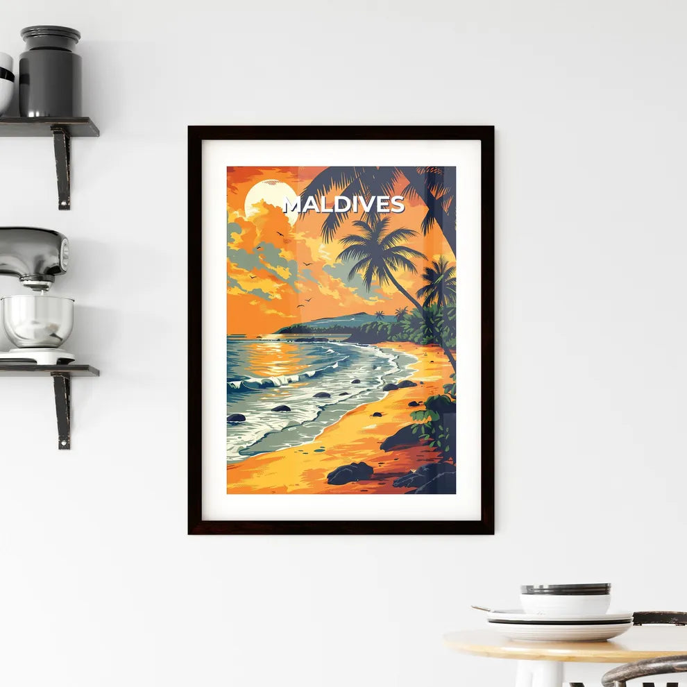 Artistic Palm Tree Beach Framed Print