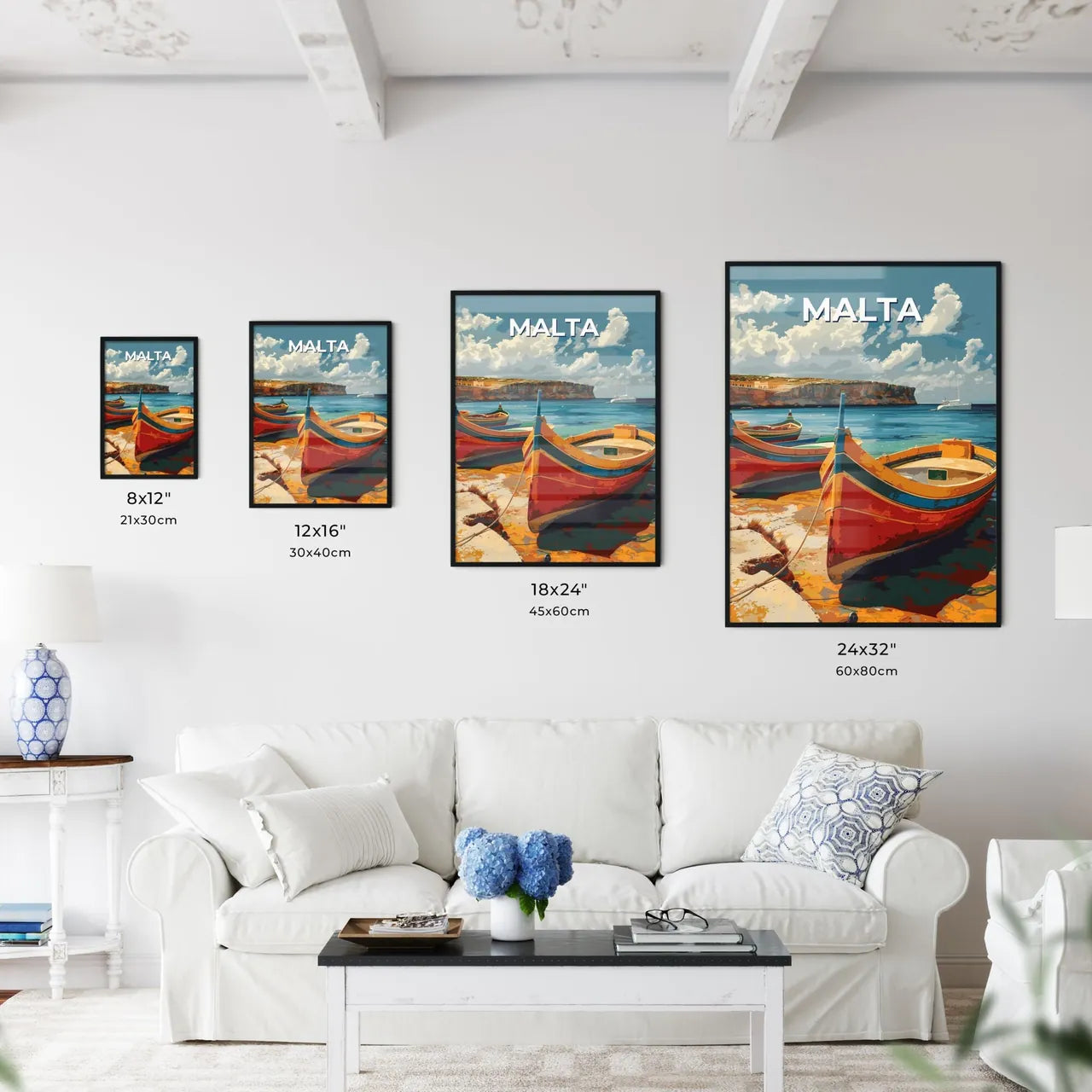 Malta Europe Boats Colorful Artwork Watercol - Kitchen Hangings