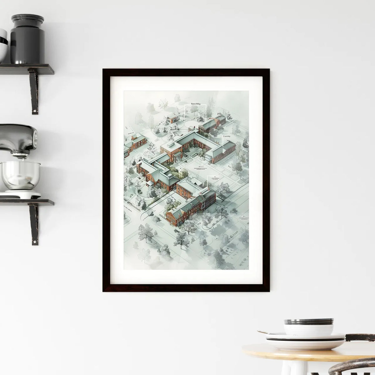 Fantasy Map of Building Ravenwing with Surro - Framed Art Print – HEBSTREIT