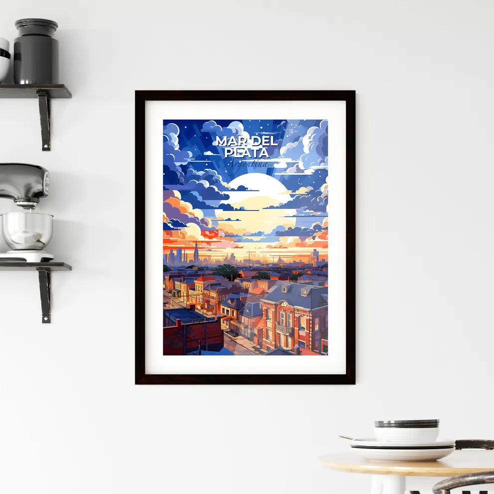 Vibrant Artistic Cityscape Painting of Mar del Plata Argentina with Colorful Buildings and Sky Default Title