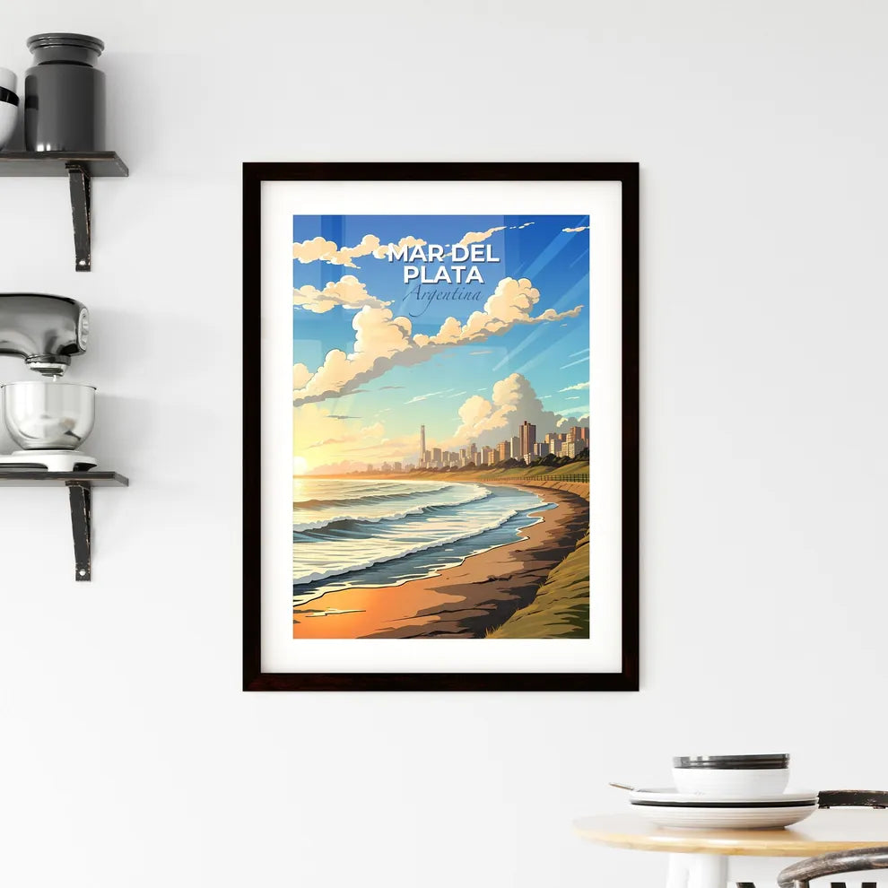 Vibrant Painting of Beach City Skyline: Mar del Plata Argentina Default Title