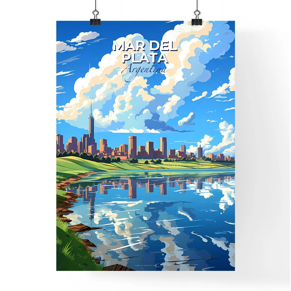 Mar del Plata Argentina Skyline Painting - City by the Lake Artwork Default Title