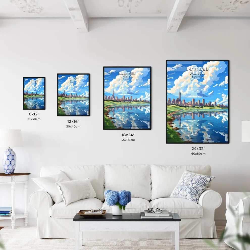 Mar del Plata Argentina Skyline Painting - City by the Lake Artwork Default Title