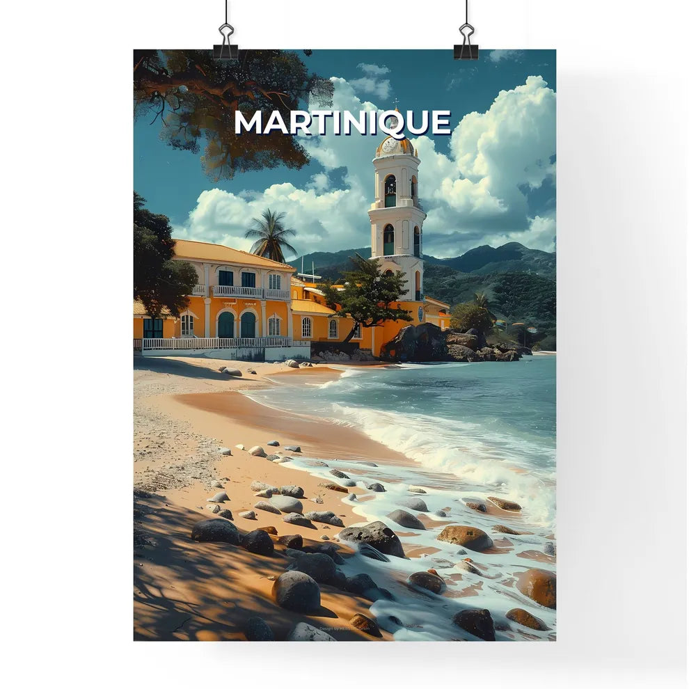 Caribbean Art Painting Martinique Seascape Northern America Building Tropical Beach Poster