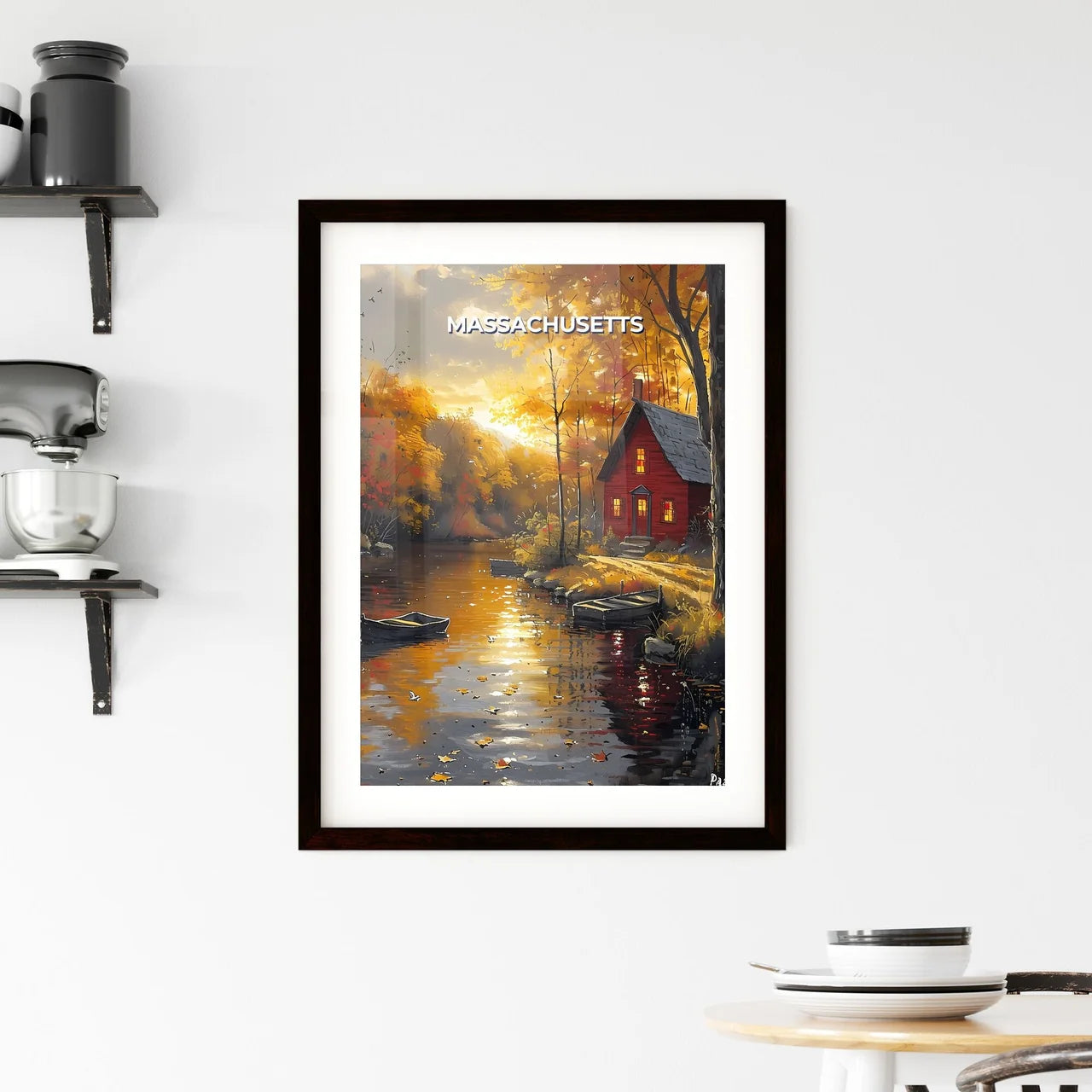 Colorful Painting of a House on the Water in Massachusetts Custom Print