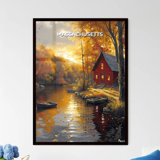Colorful Painting of a House on the Water in Massachusetts Framed Art