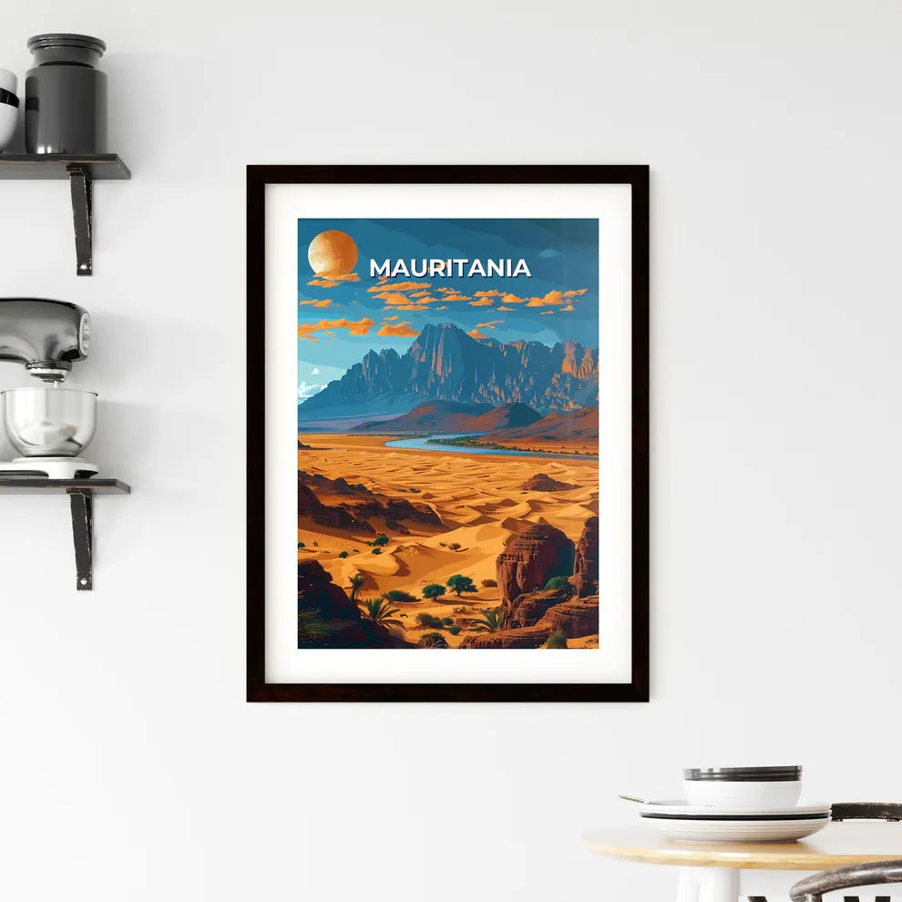 Mauritania Desert Landscape Mountains River  Framed Print