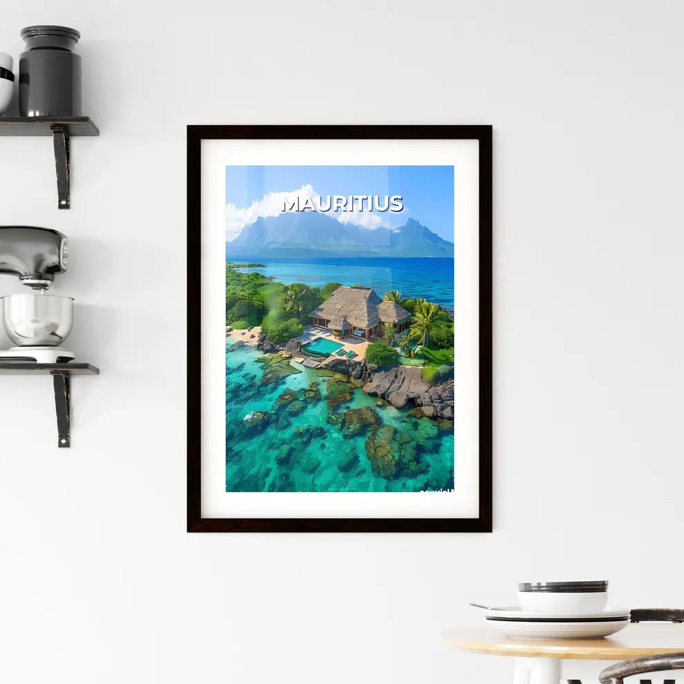 Vibrant Art Painting of a House on an Island Framed Print