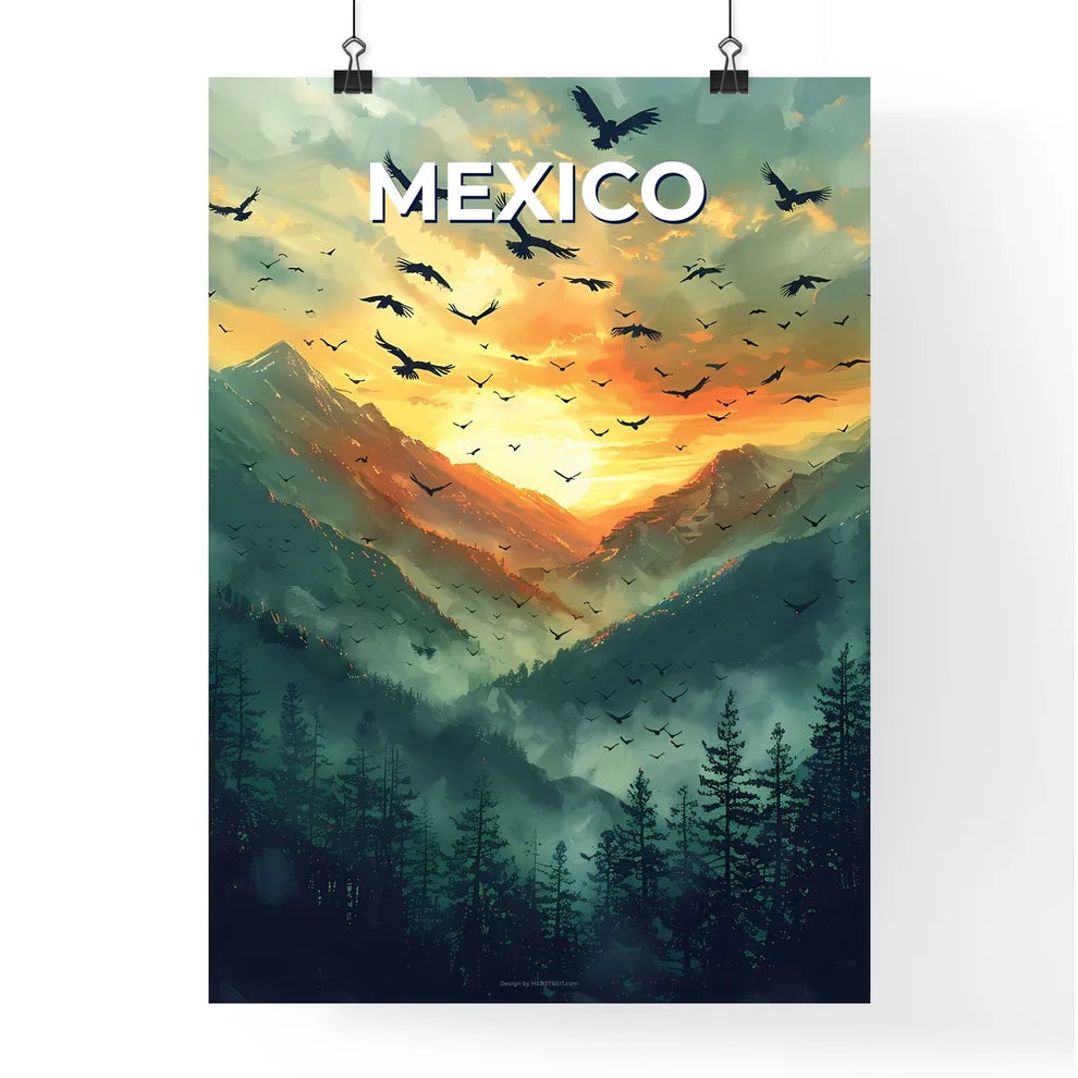 Vibrant Mexican painting depi Poster