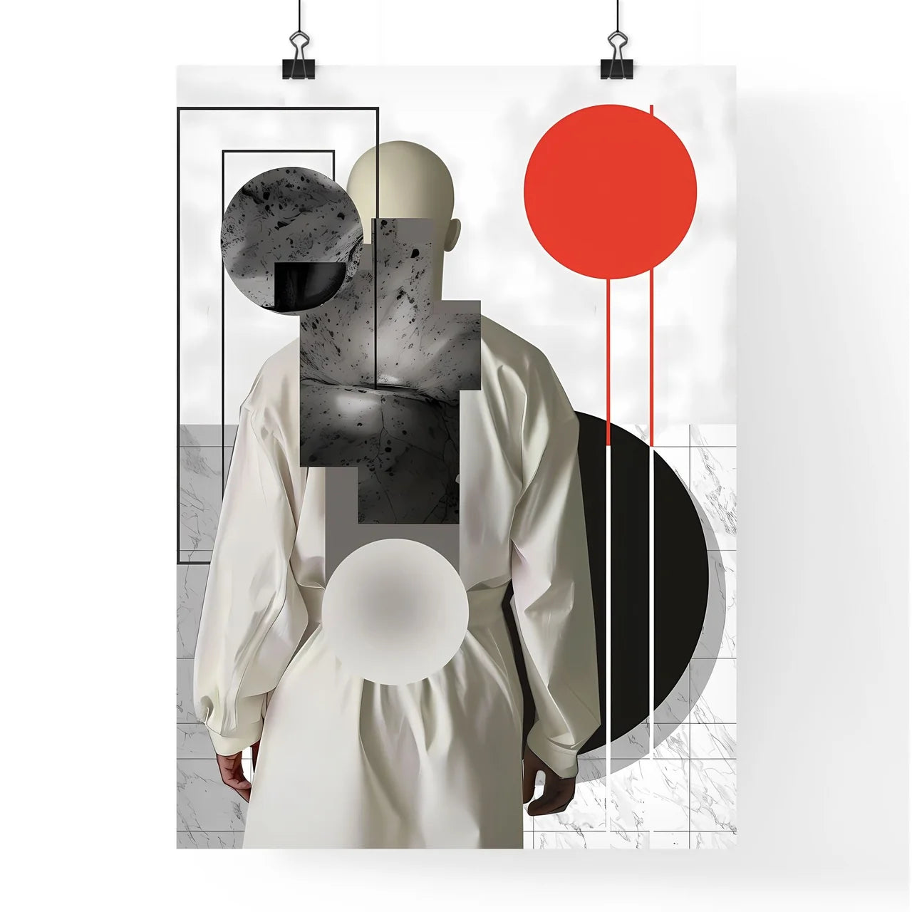 Vibrant Modern Art Portrait Figure in White  Poster