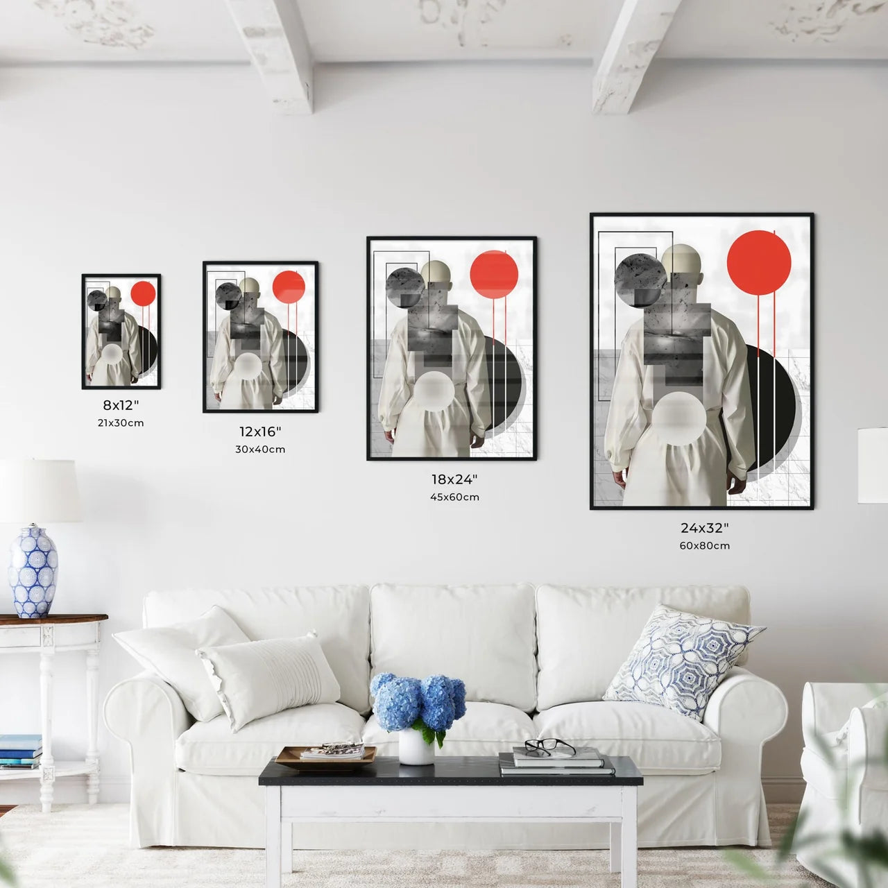 Vibrant Modern Art Portrait Figure in White  - Kitchen Hangings