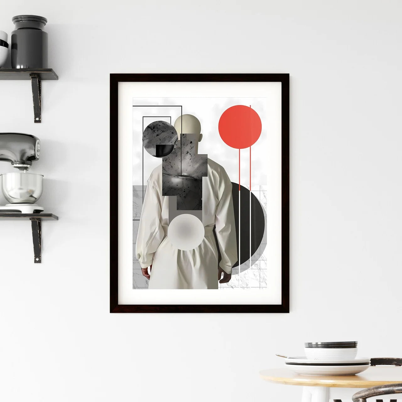 Vibrant Modern Art Portrait Figure in White  Framed Print
