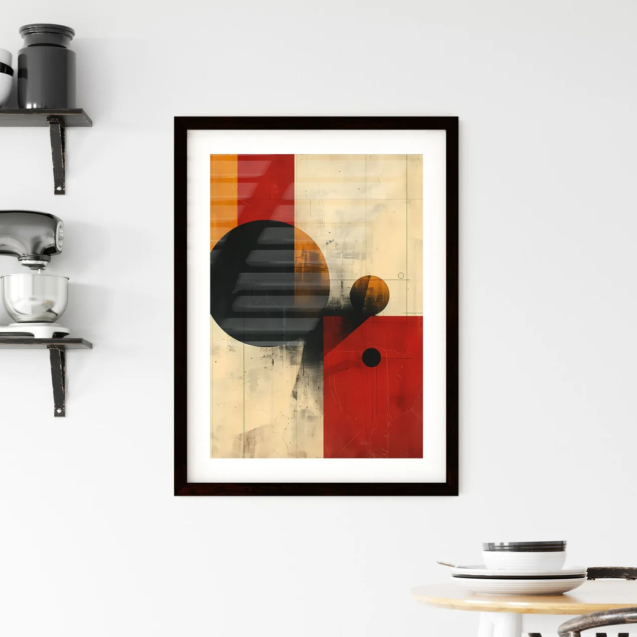 Modern Bauhaus Abstract Painting with Vibran Framed Print