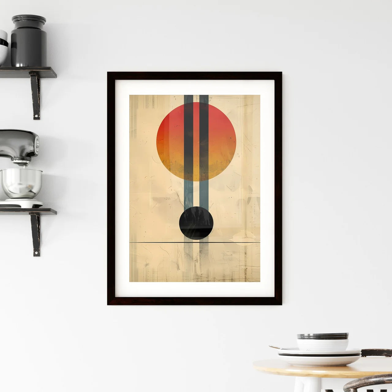Modern art Bauhaus style colorful circles an Framed Print