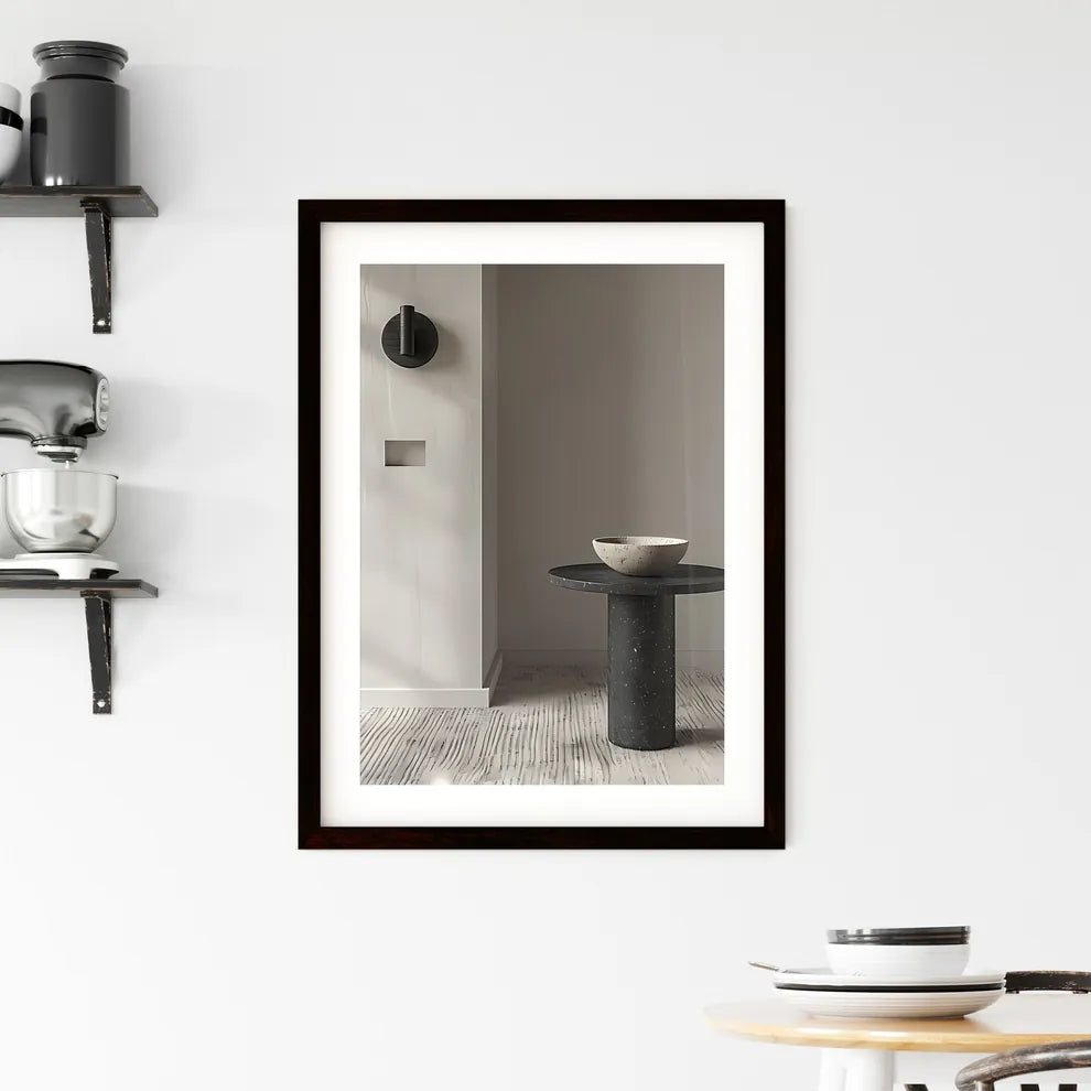 Hyper-Realistic Minimalist Side Table Framed Print