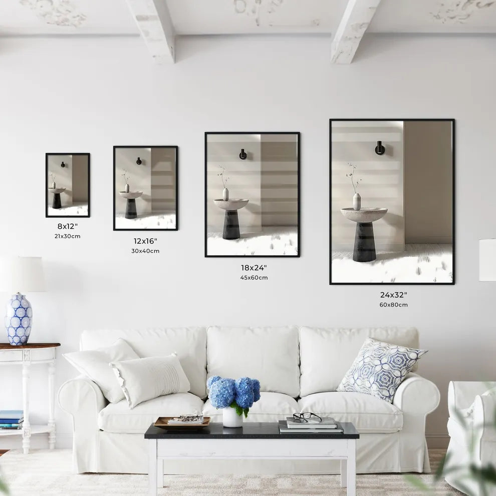 Minimalist Black and White Side Table with C - Kitchen Hangings