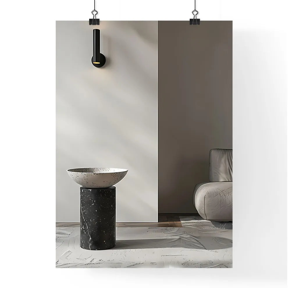 Minimalist black and white side table with c Poster