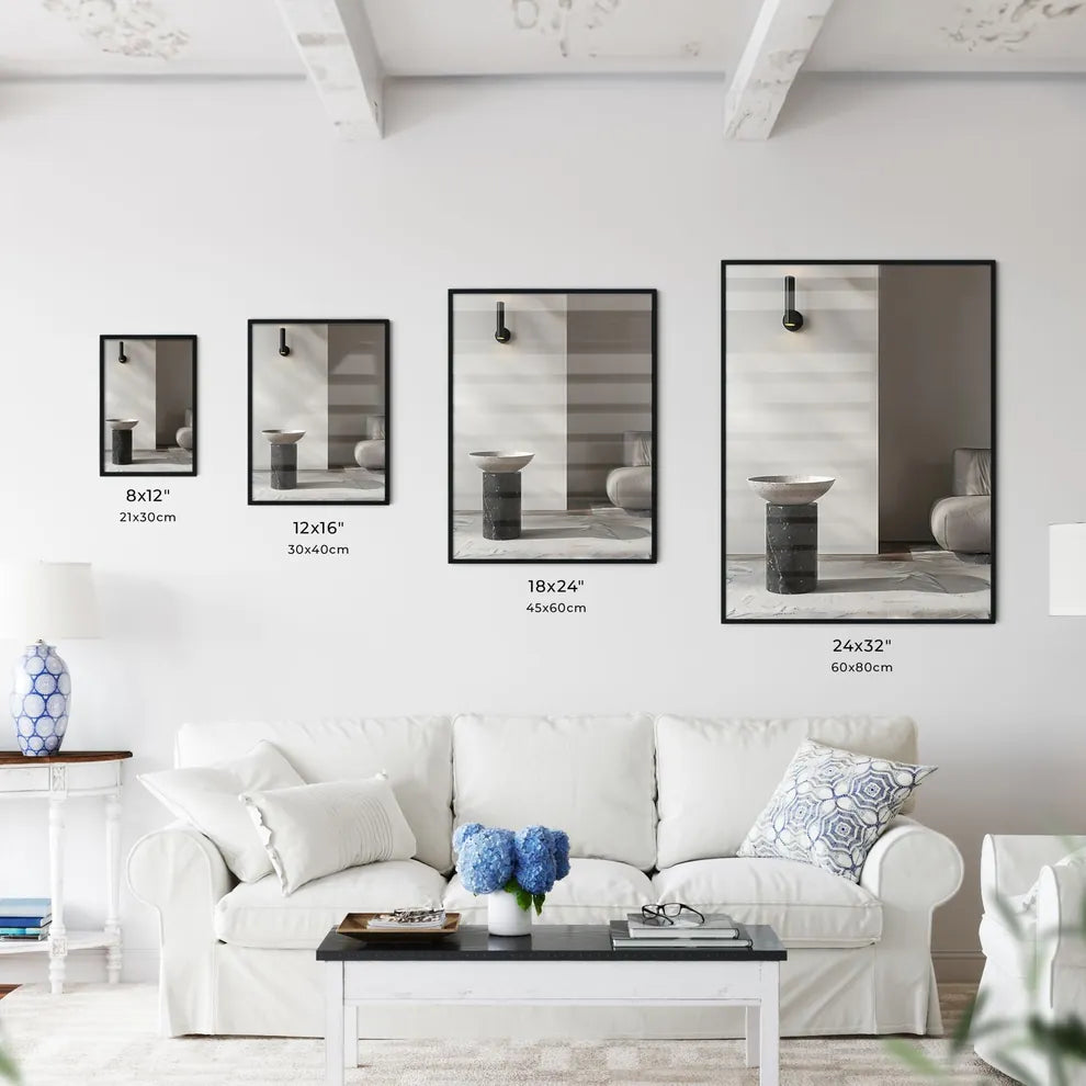 Minimalist black and white side table with c - Kitchen Hangings