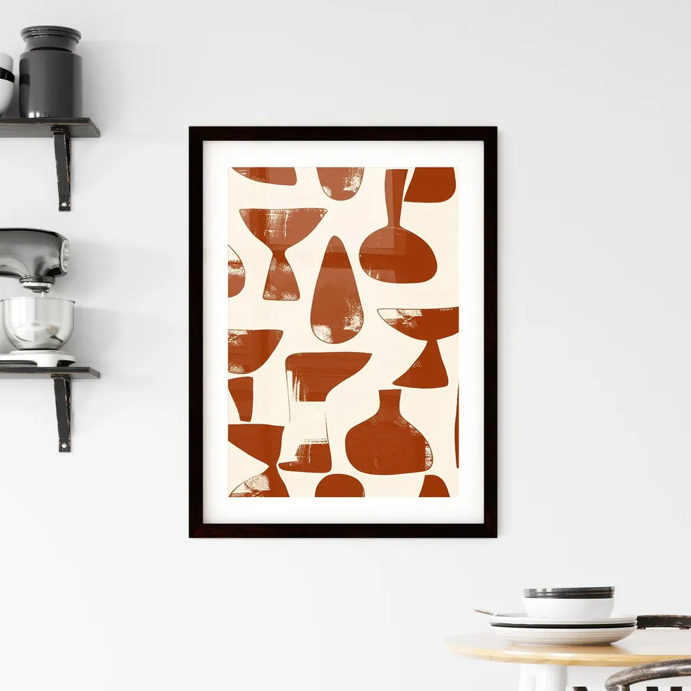 Terracotta and White Minimalist Boho Japandi Framed Print