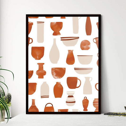 Minimalist Boho Japandi terracotta pottery a - Framed Art Print