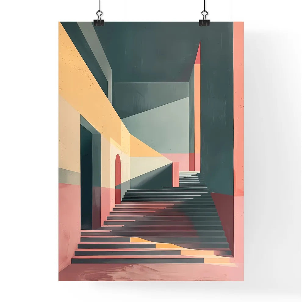 Abstract painting of a unique staircase arch Poster