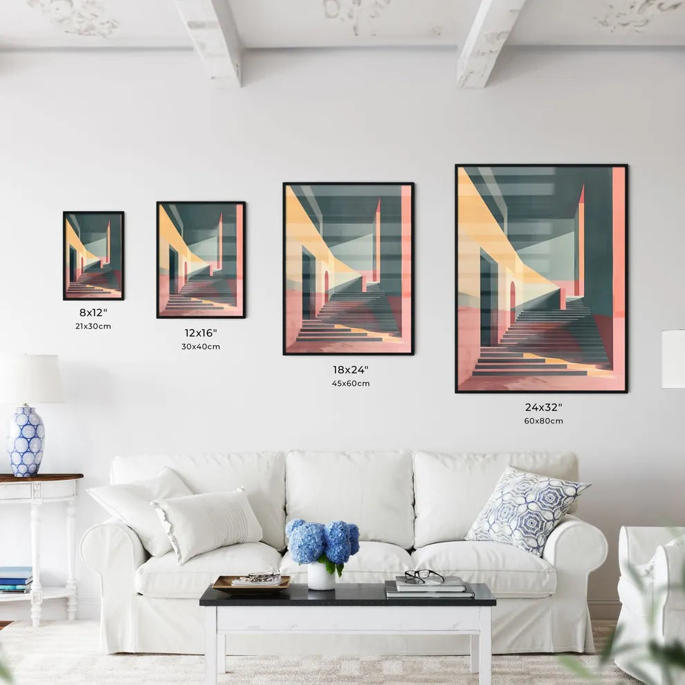 Abstract painting of a unique staircase arch - Kitchen Hangings